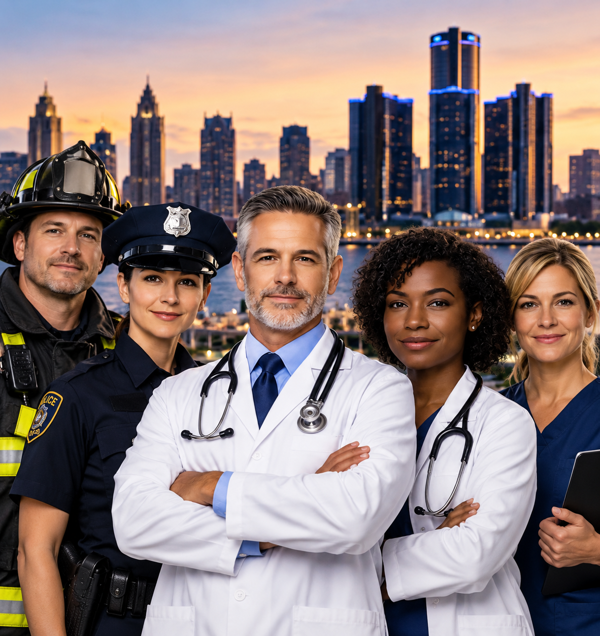 Michigan professionals including a firefighter, police officer, physicians and a nurse